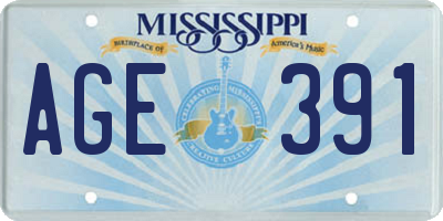 MS license plate AGE391