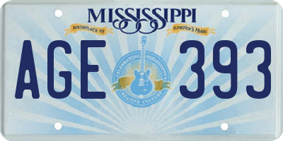 MS license plate AGE393