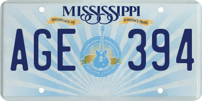 MS license plate AGE394