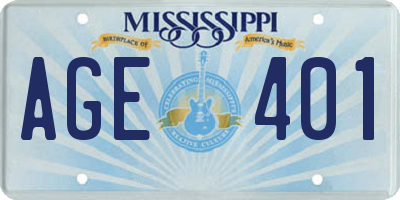 MS license plate AGE401