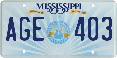 MS license plate AGE403
