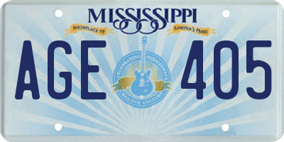 MS license plate AGE405