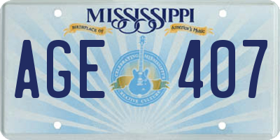 MS license plate AGE407