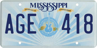 MS license plate AGE418
