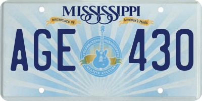 MS license plate AGE430