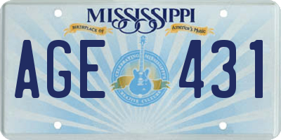 MS license plate AGE431