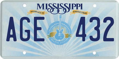 MS license plate AGE432