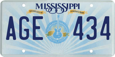 MS license plate AGE434