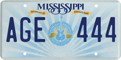 MS license plate AGE444