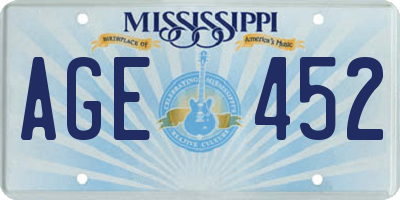 MS license plate AGE452