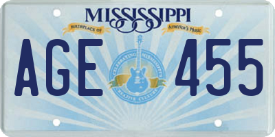 MS license plate AGE455