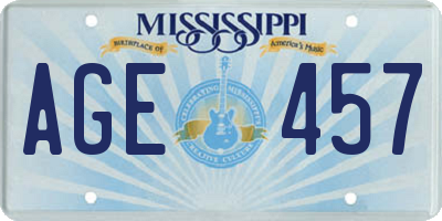 MS license plate AGE457