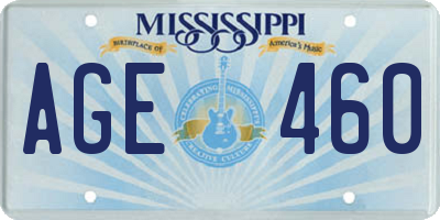 MS license plate AGE460