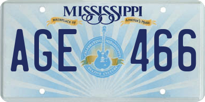 MS license plate AGE466