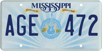 MS license plate AGE472