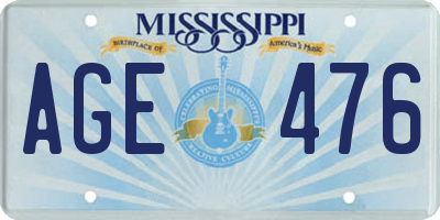 MS license plate AGE476