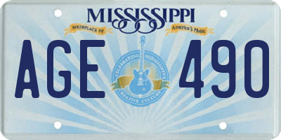 MS license plate AGE490