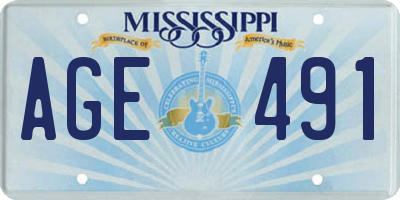 MS license plate AGE491