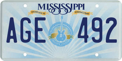 MS license plate AGE492