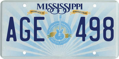 MS license plate AGE498