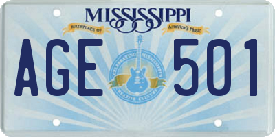 MS license plate AGE501