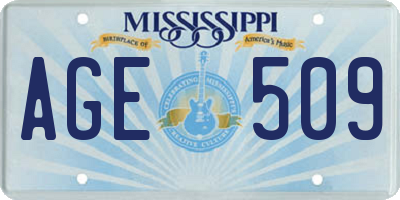 MS license plate AGE509