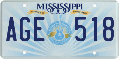 MS license plate AGE518