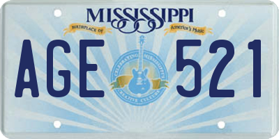 MS license plate AGE521