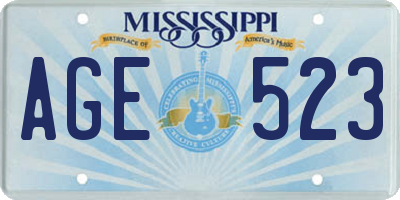 MS license plate AGE523