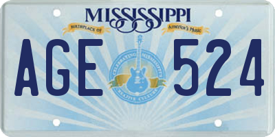 MS license plate AGE524