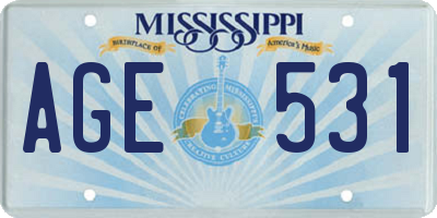 MS license plate AGE531
