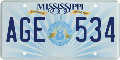 MS license plate AGE534