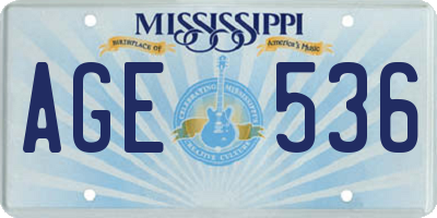 MS license plate AGE536