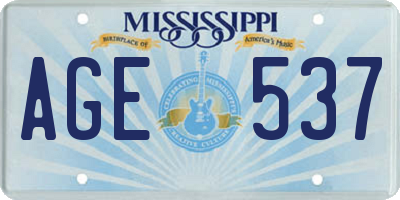 MS license plate AGE537