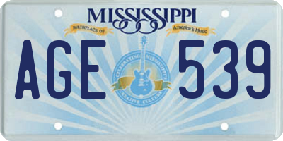 MS license plate AGE539