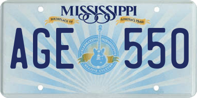 MS license plate AGE550