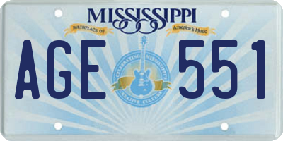 MS license plate AGE551