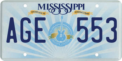 MS license plate AGE553