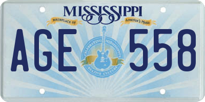 MS license plate AGE558