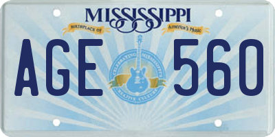 MS license plate AGE560