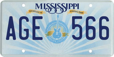 MS license plate AGE566