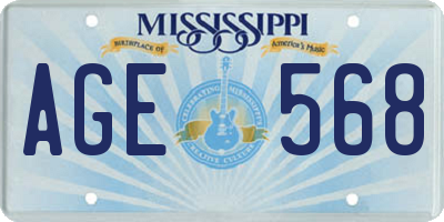 MS license plate AGE568
