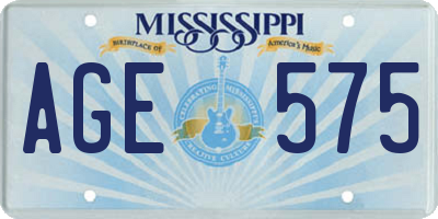 MS license plate AGE575
