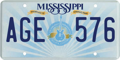 MS license plate AGE576