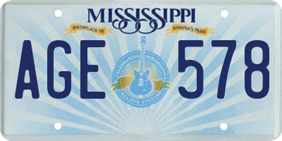 MS license plate AGE578