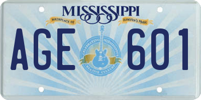 MS license plate AGE601