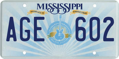 MS license plate AGE602