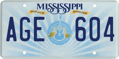 MS license plate AGE604