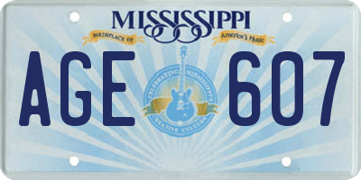 MS license plate AGE607