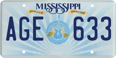 MS license plate AGE633